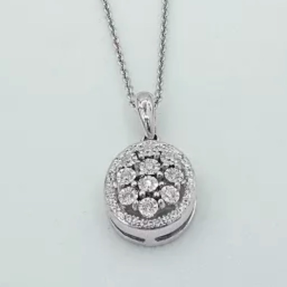 MACY’s nwt Diamond Octagon Halo Cluster 18" Pendant Necklace (free w/ Coach**) - Picture 2 of 6